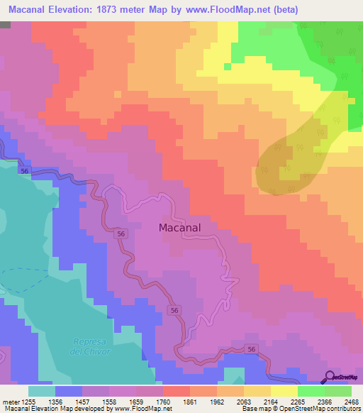 Macanal,Colombia Elevation Map