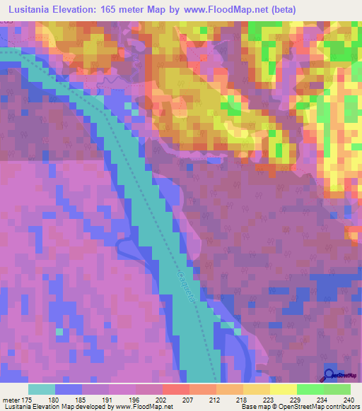 Lusitania,Colombia Elevation Map