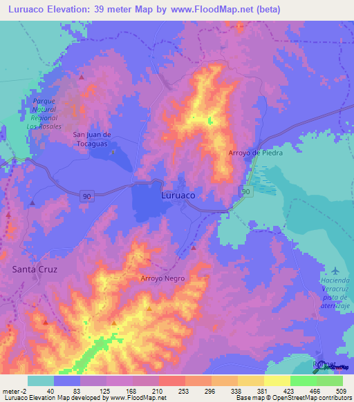 Luruaco,Colombia Elevation Map