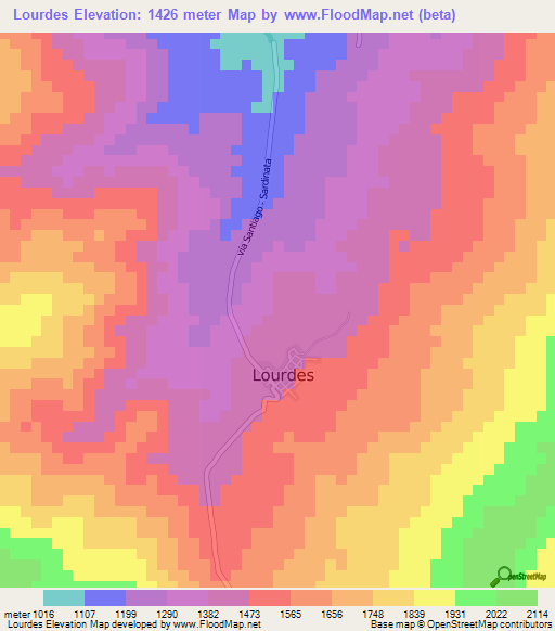 Lourdes,Colombia Elevation Map