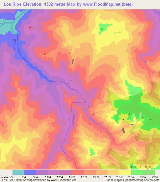 Los Rios,Colombia Elevation Map