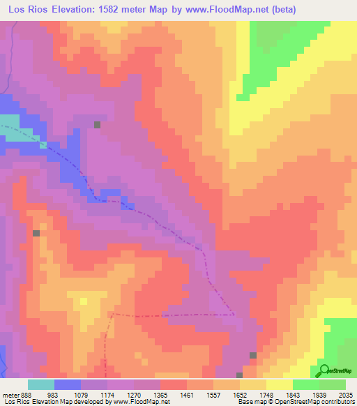 Los Rios,Colombia Elevation Map