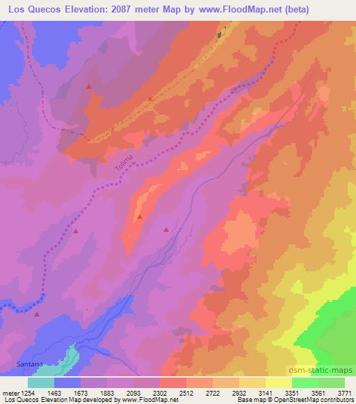 Los Quecos,Colombia Elevation Map