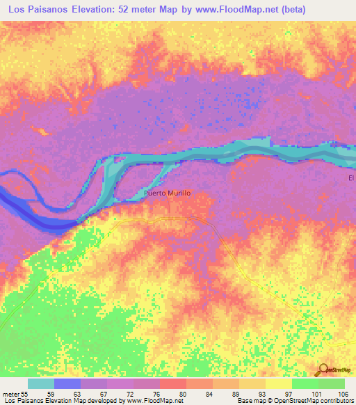 Los Paisanos,Colombia Elevation Map