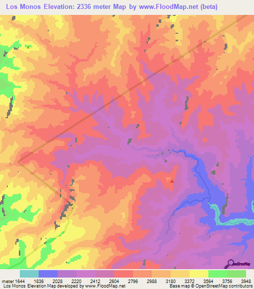 Los Monos,Colombia Elevation Map