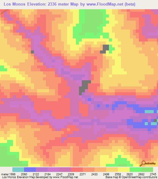 Los Monos,Colombia Elevation Map