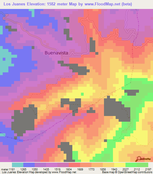 Los Juanes,Colombia Elevation Map