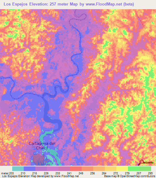 Los Espejos,Colombia Elevation Map