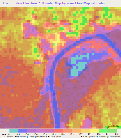 Los Cotudos,Colombia Elevation Map