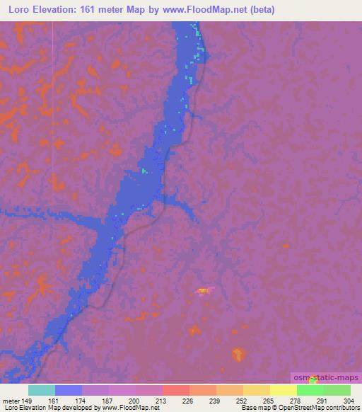 Loro,Colombia Elevation Map