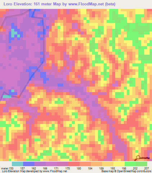 Loro,Colombia Elevation Map