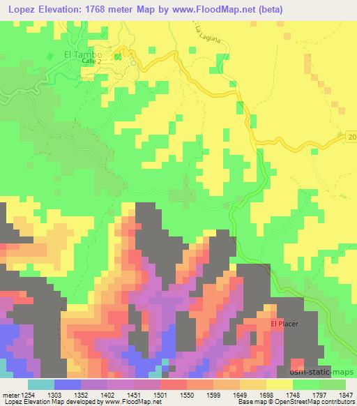 Lopez,Colombia Elevation Map