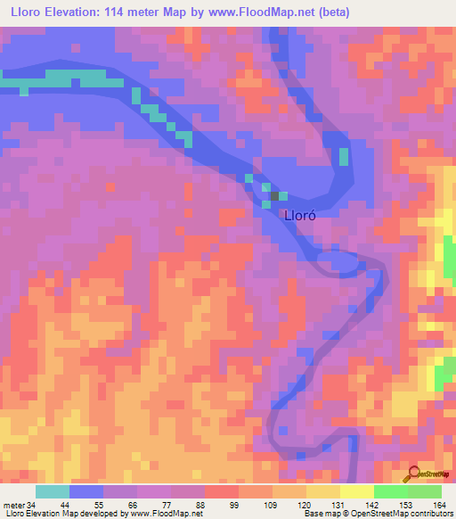 Lloro,Colombia Elevation Map