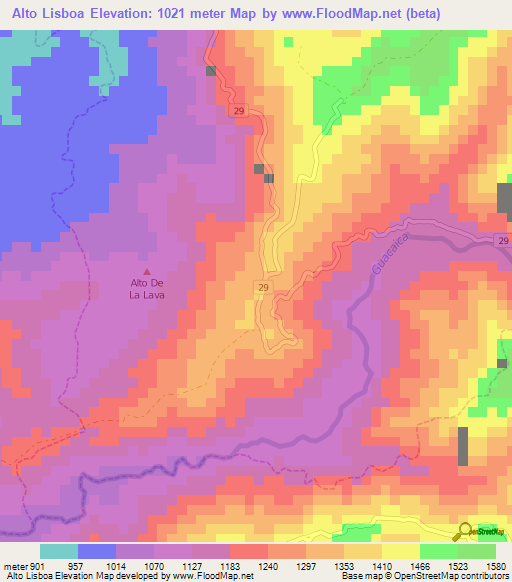 Alto Lisboa,Colombia Elevation Map