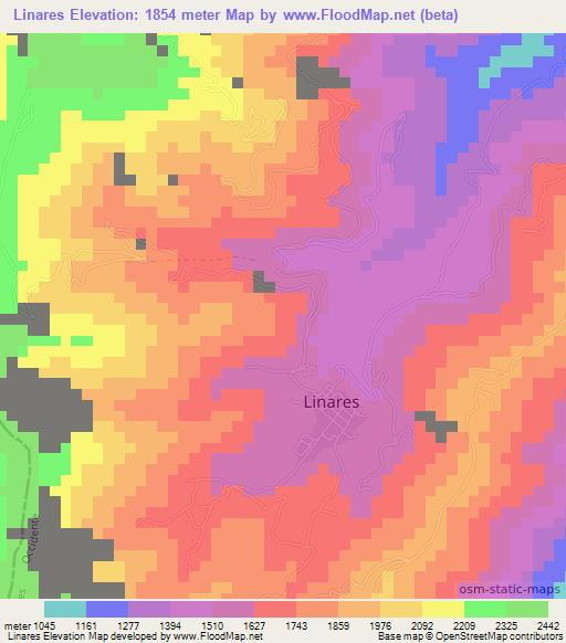 Linares,Colombia Elevation Map