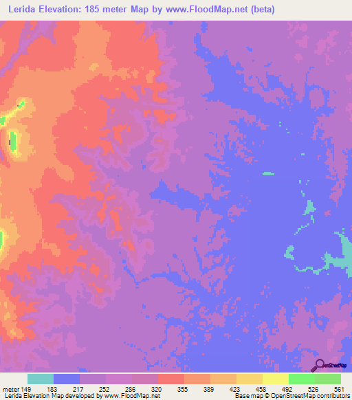 Lerida,Colombia Elevation Map