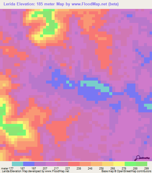 Lerida,Colombia Elevation Map