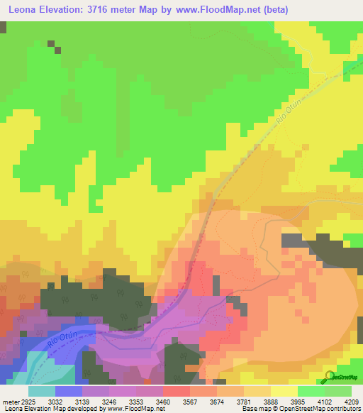 Leona,Colombia Elevation Map