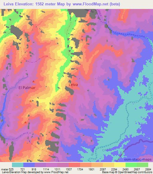 Leiva,Colombia Elevation Map