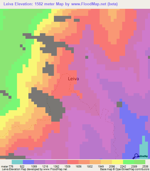 Leiva,Colombia Elevation Map