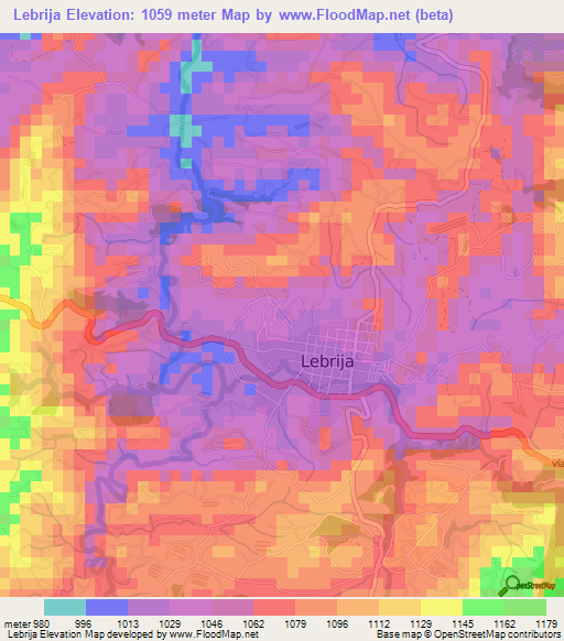 Lebrija,Colombia Elevation Map