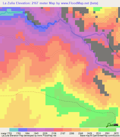 La Zulia,Colombia Elevation Map