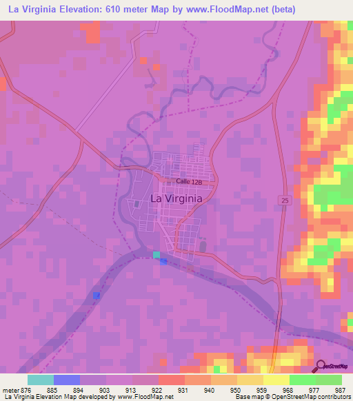 La Virginia,Colombia Elevation Map