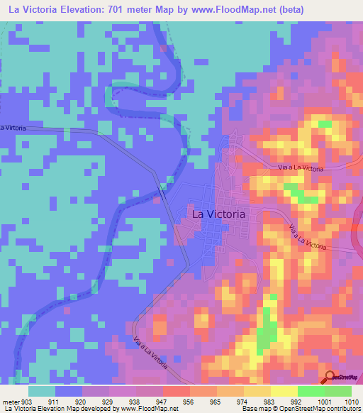 La Victoria,Colombia Elevation Map