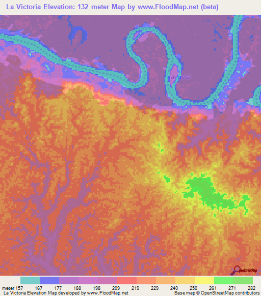 La Victoria,Colombia Elevation Map