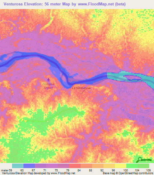 Venturosa,Colombia Elevation Map