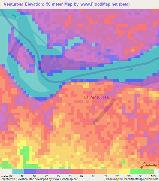 Venturosa,Colombia Elevation Map