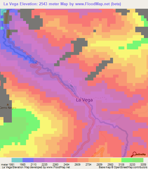 La Vega,Colombia Elevation Map