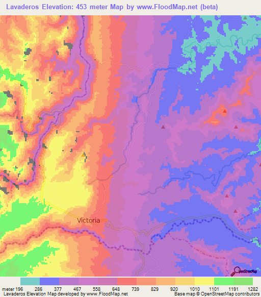 Lavaderos,Colombia Elevation Map