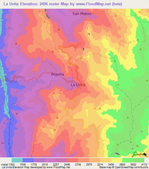 La Uvita,Colombia Elevation Map