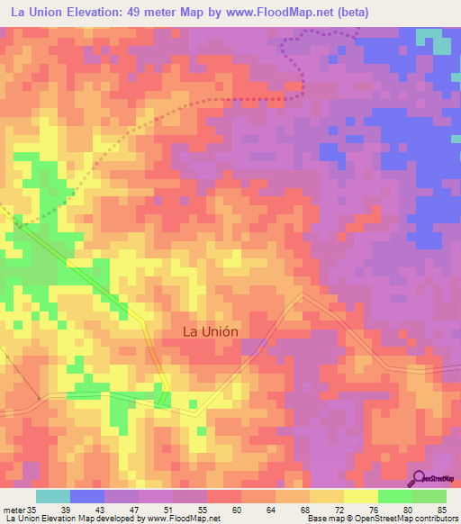 La Union,Colombia Elevation Map