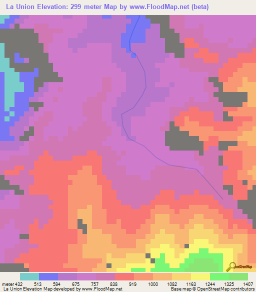 La Union,Colombia Elevation Map