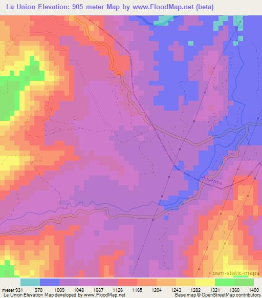 La Union,Colombia Elevation Map