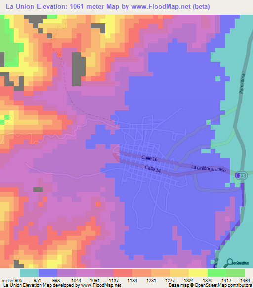 La Union,Colombia Elevation Map