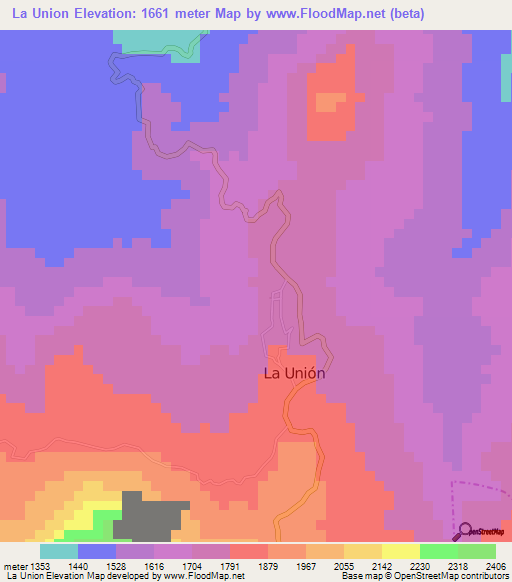 La Union,Colombia Elevation Map