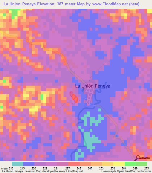 La Union Peneya,Colombia Elevation Map