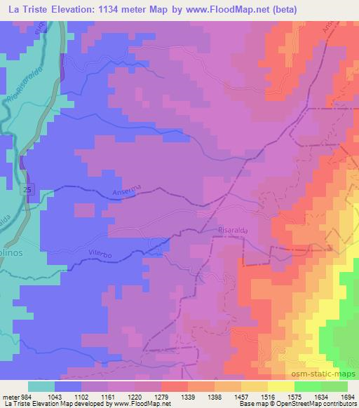 La Triste,Colombia Elevation Map