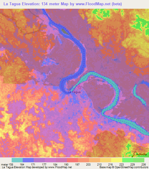 La Tagua,Colombia Elevation Map