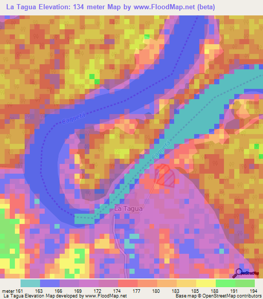 La Tagua,Colombia Elevation Map