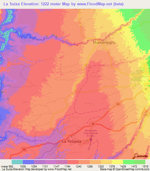 La Suiza,Colombia Elevation Map