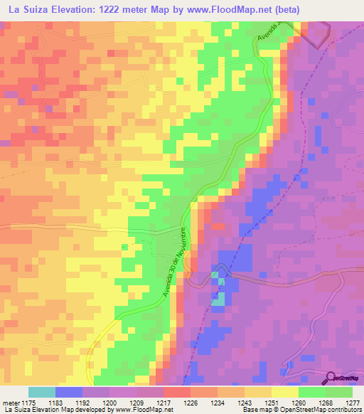 La Suiza,Colombia Elevation Map