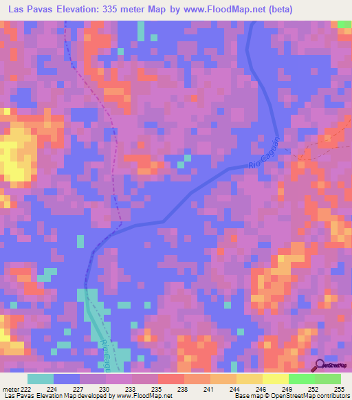 Las Pavas,Colombia Elevation Map