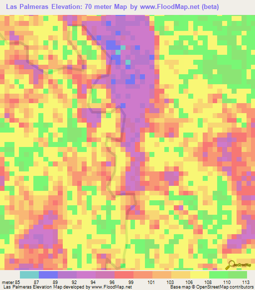 Las Palmeras,Colombia Elevation Map