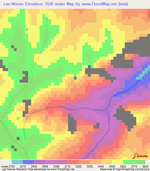 Las Nieves,Colombia Elevation Map