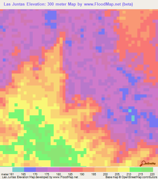 Las Juntas,Colombia Elevation Map