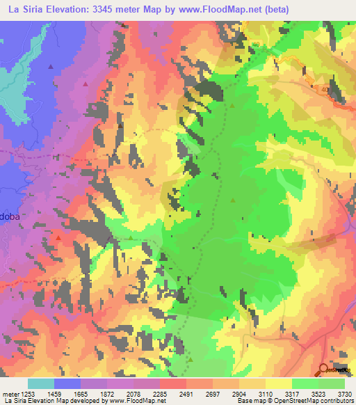 La Siria,Colombia Elevation Map